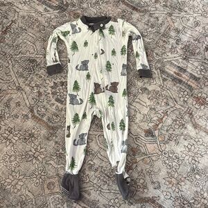 Kids Forest Animal Print One Piece Pajamas - Green